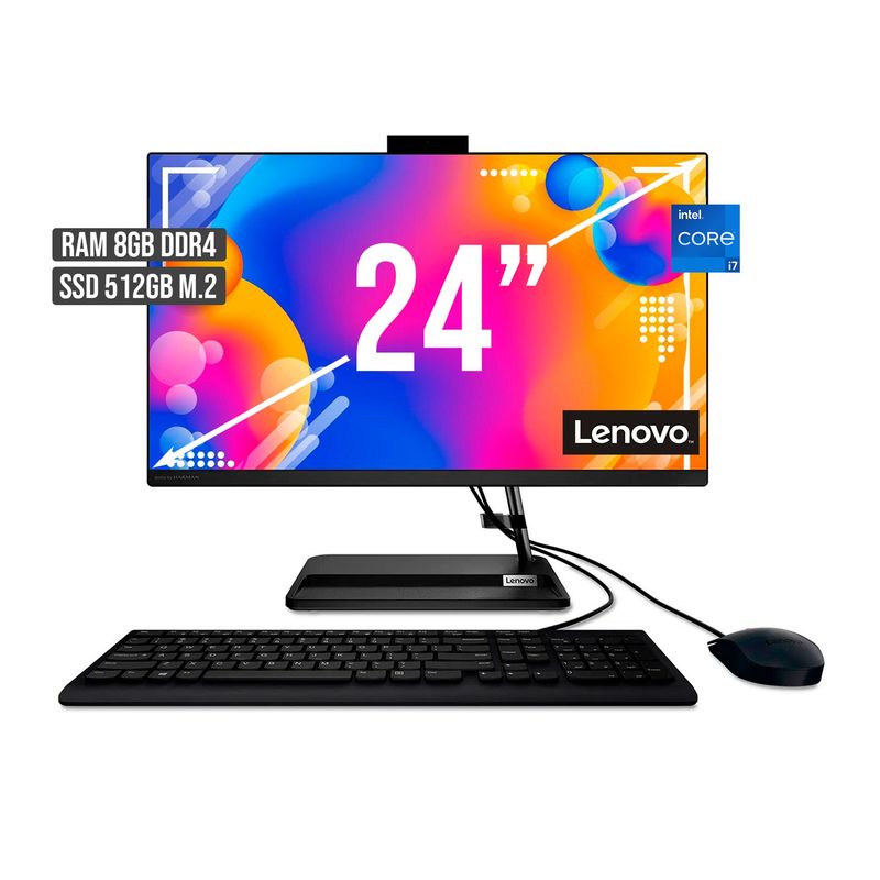LENOVO - TODO EN UNO LENOVO INTEL CORE I7-1260P SSD 512GB RAM 8GB LED 24 FHD
