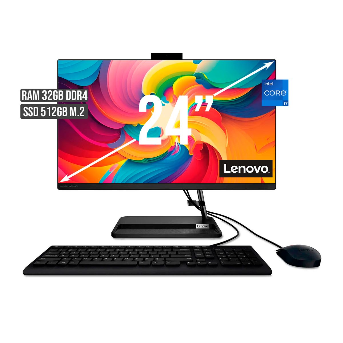 LENOVO - TODO EN UNO LENOVO INTEL CORE I7-1260P SSD 512GB RAM 32GB LED 24 FHD.
