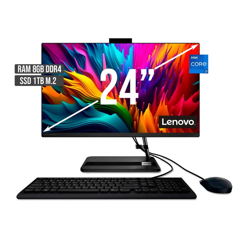 LENOVO - TODO EN UNO LENOVO INTEL CORE I7-1260P SSD 1TB RAM 8GB LED 24 FHD