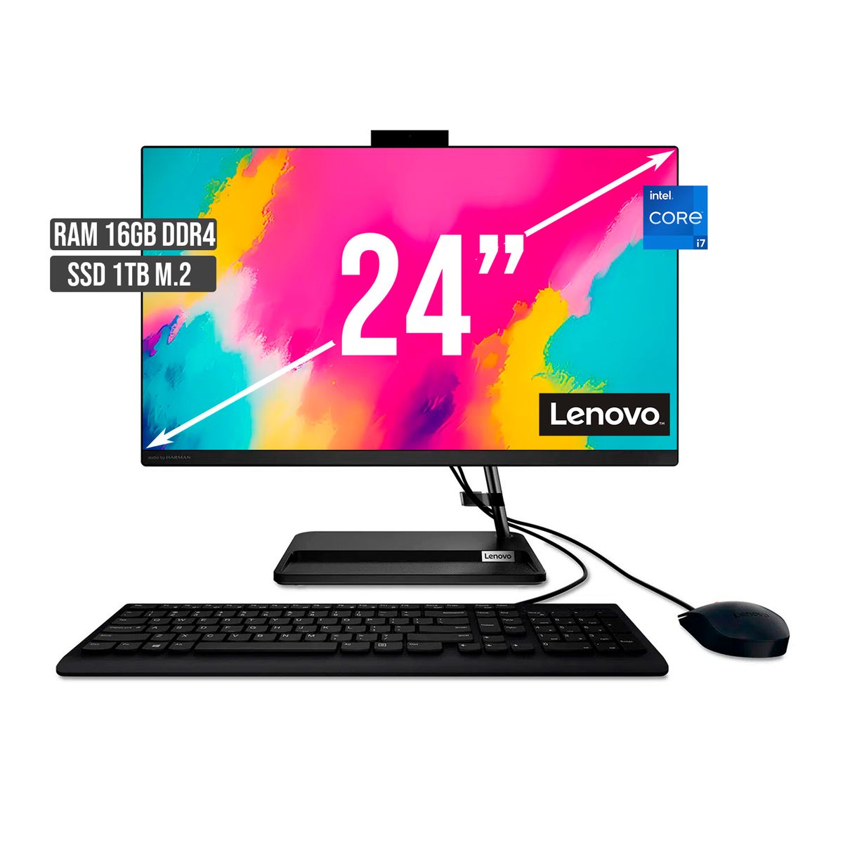 LENOVO - TODO EN UNO LENOVO INTEL CORE I7-1260P SSD 1TB RAM 16GB LED 24 FHD