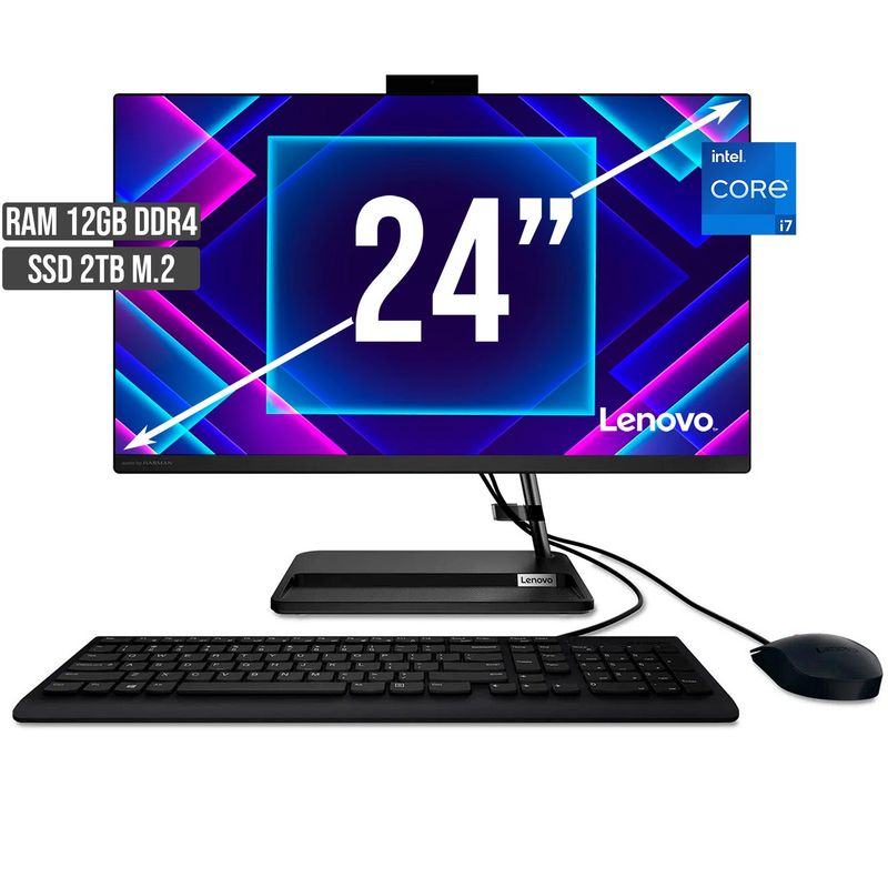 LENOVO - TODO EN UNO LENOVO INTEL CORE I7-1260P SSD 2TB RAM 12GB LED 24 FHD