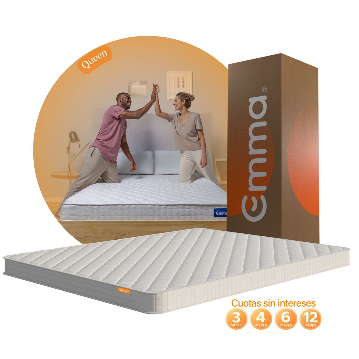 EMMA - Colchón Confort Queen con Soporte Ergonómico y Tecnología Alemana