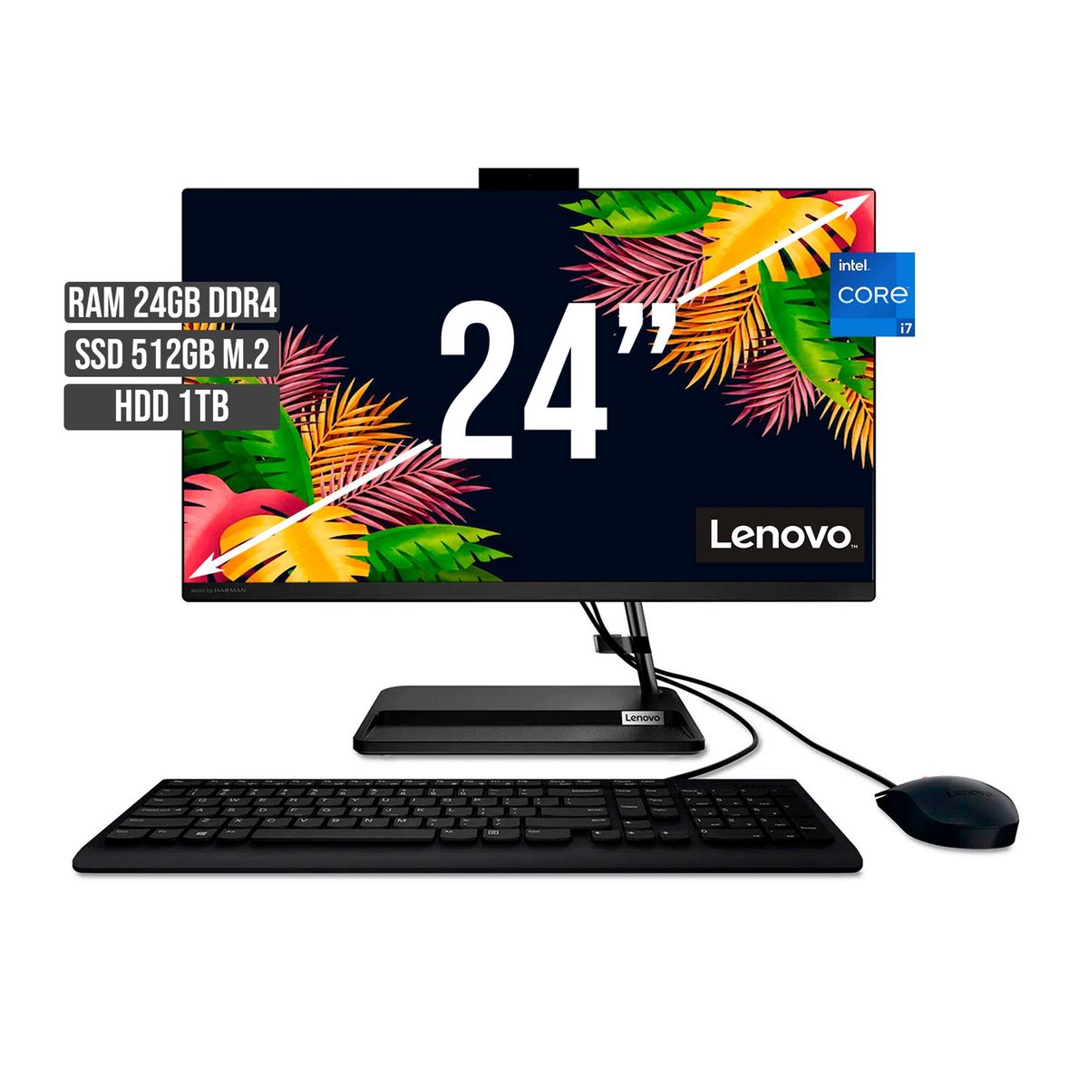 LENOVO - TODO EN UNO LENOVO INTEL CORE I7-1260P SSD 512GB + HDD 1TB RAM 24GB LED 24 FHD
