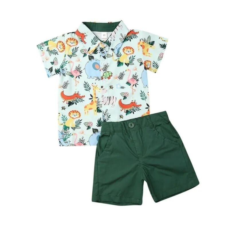 LUSOLSI - Ropa camisa y pantalon corto para niños conjuntos de vestir bebes