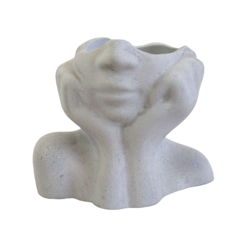DE CONCRETO MATERAS Y DISEÑO - Florero Face de Cemento 9.5x5 cm Gris