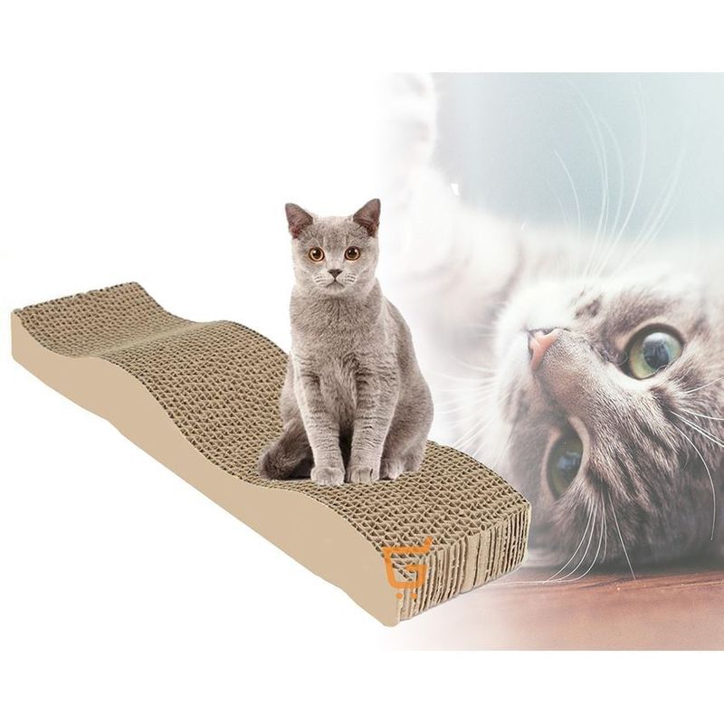 GENERICO - Rascador para gato corrugado marrón + hierba gatuna