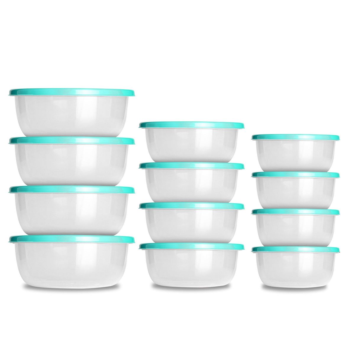 CHEF MASTER - Juego 12 Recipientes plásticos con tapa organizadores cocina Aguamarina.