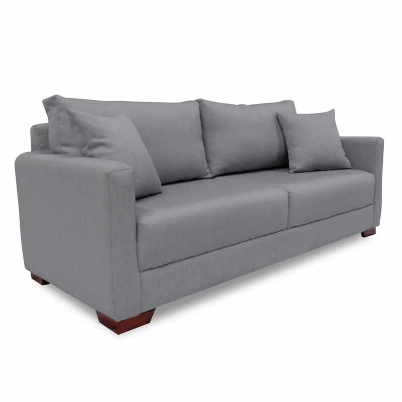 SOFA MARKET - Sofa Tradis 3 Puestos Tela Gris