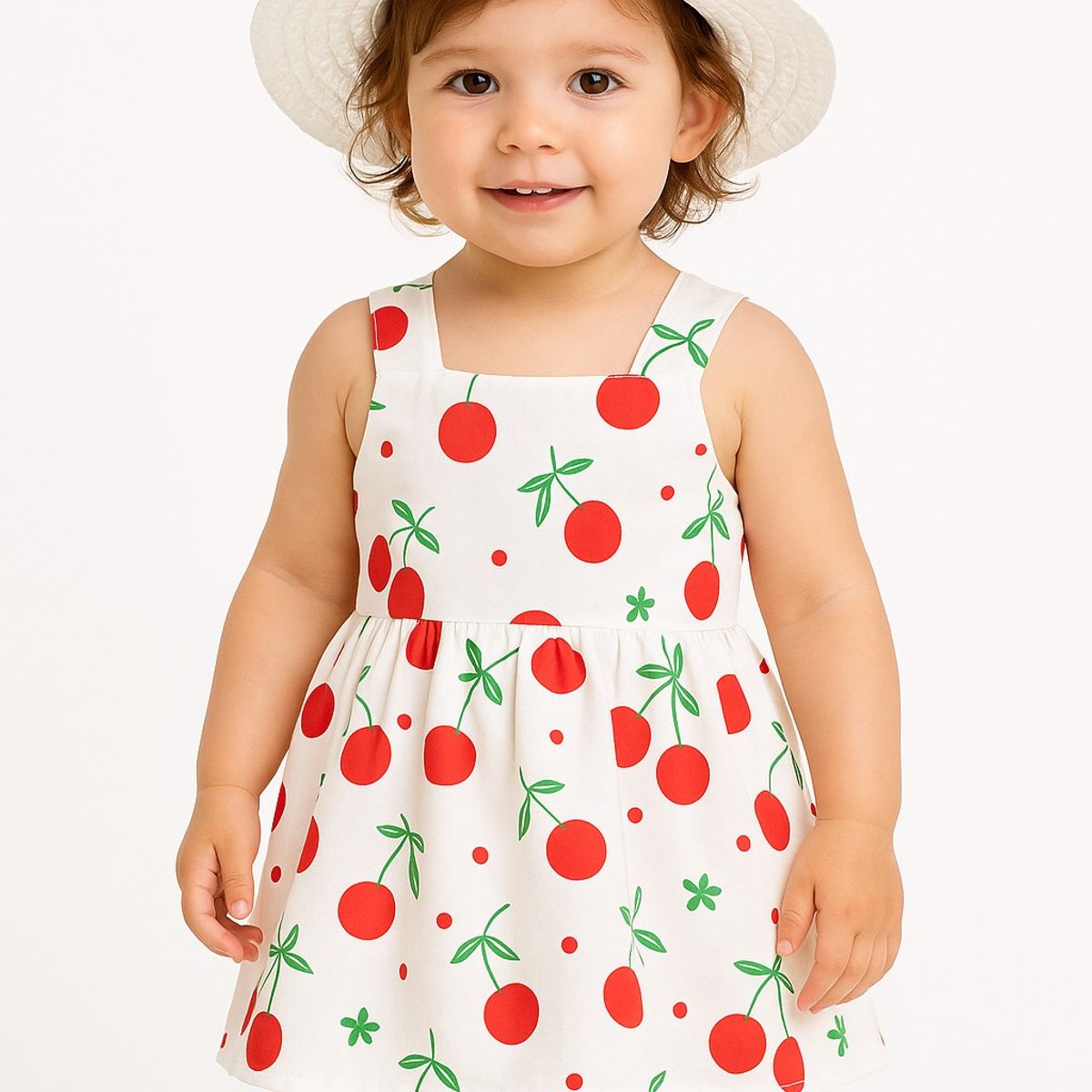 LUSOLSI - Vestido Niña Frutas Con Sombrero  Moda Infantil