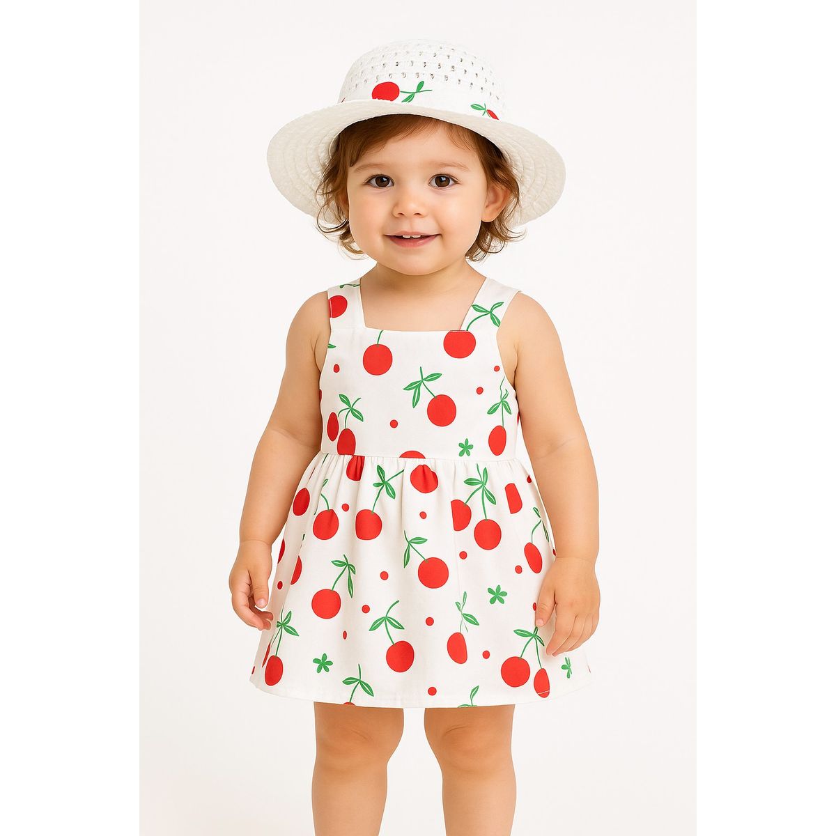 LUSOLSI - Vestido Niña Frutas Con Sombrero  Moda Infantil