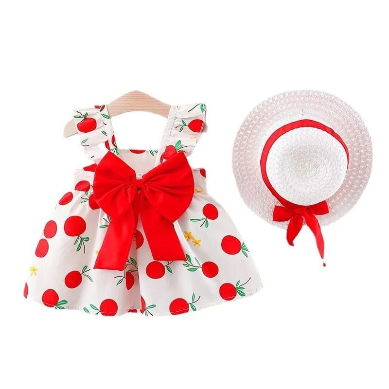 LUSOLSI - Vestido Niña Frutas Con Sombrero  Moda Infantil