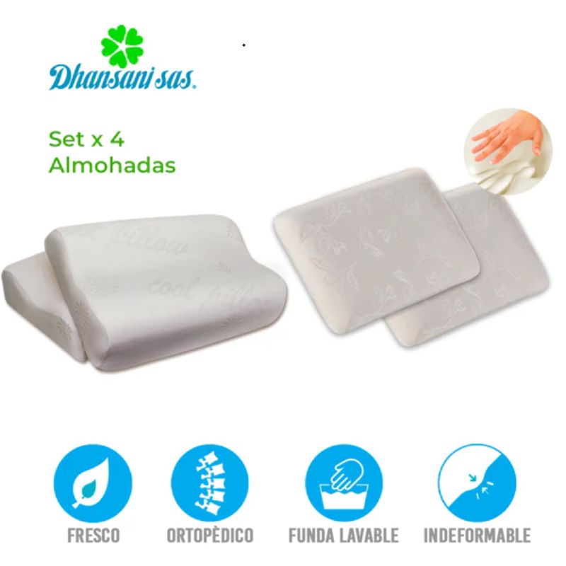 MAGIC PILLOW - Set x 2 Almohada cervical Atla + Set x 2 Almohada estandar - Visco-smart.