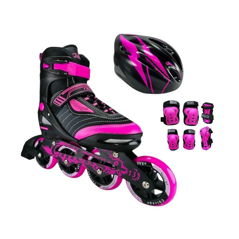 CHICAGO - Combo Patines Chicago Best Con Protecciones M Fucsia