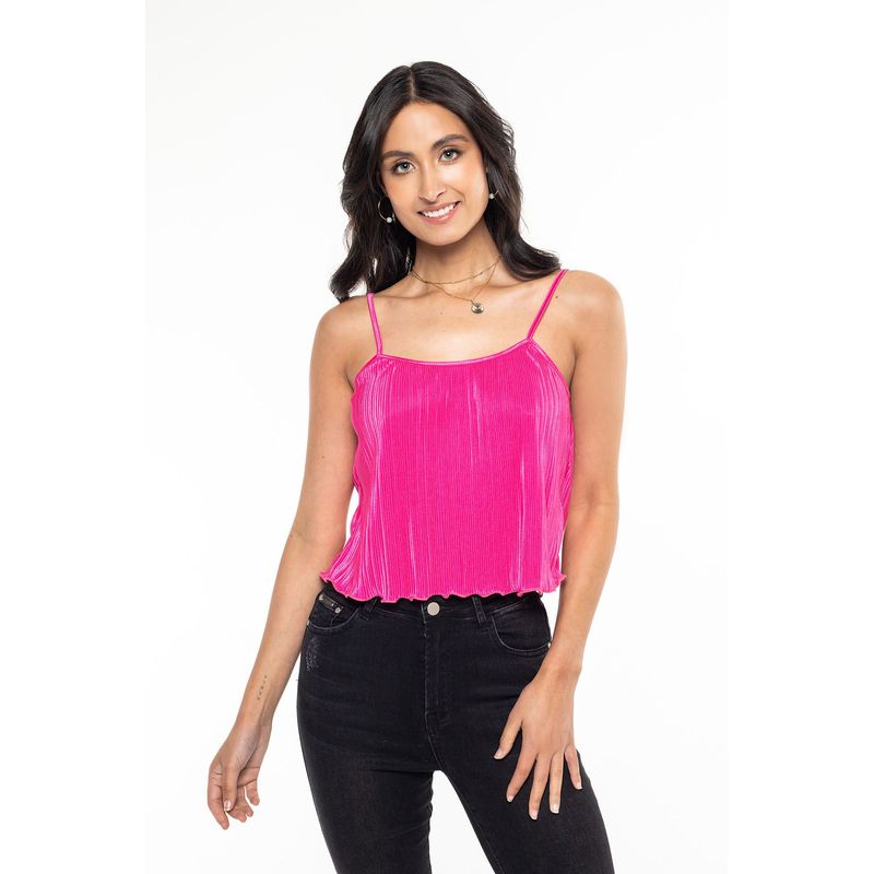 DREAMER - Blusa Tiras En Satín Plisado_.