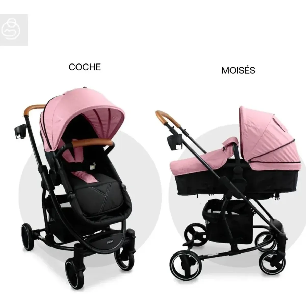 BEBESIT - Coche Moises Para Bebé Prima Bebesit Rosa