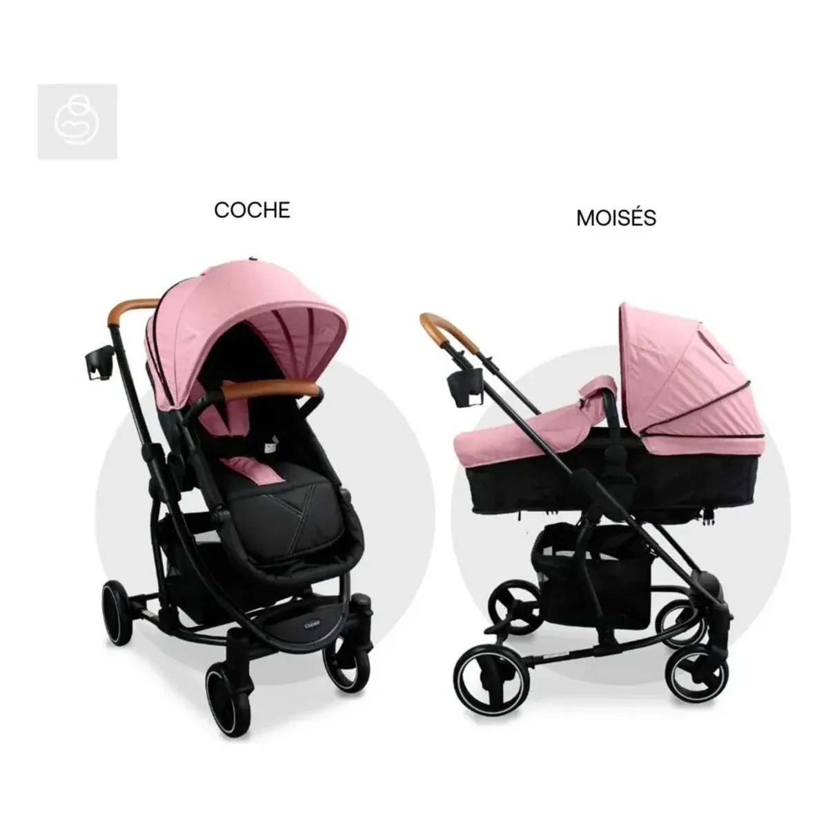 BEBESIT - Coche Moises Para Bebé Prima Bebesit Rosa