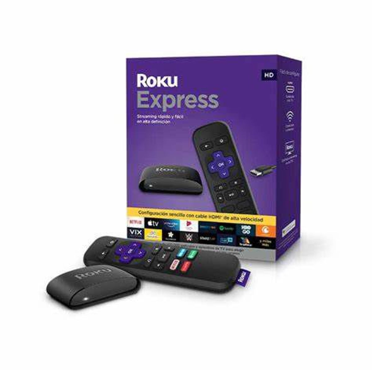 ROKU - Roku Express 3930 Estándar Hd 32mb Negro Con 512mb De Memoria Ram