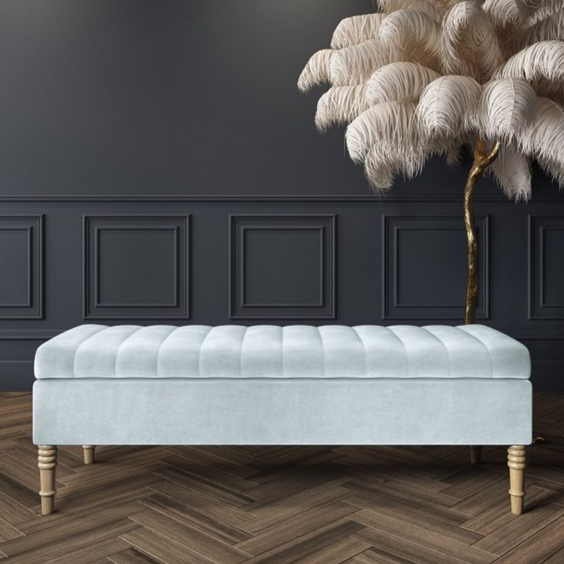 DISEÑOS RAMONA'S - Puff Baúl Con Paneles 100x40x45 Cielo