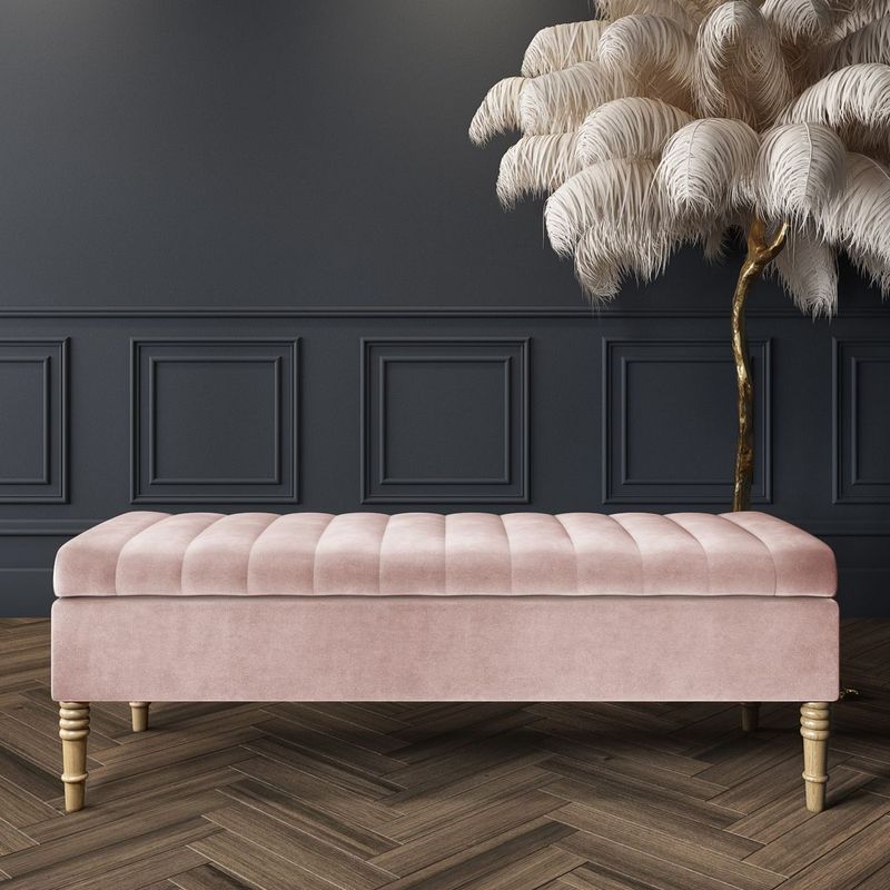 DISEÑOS RAMONA'S - Puff Baúl Con Paneles 100x40x50 Rosa
