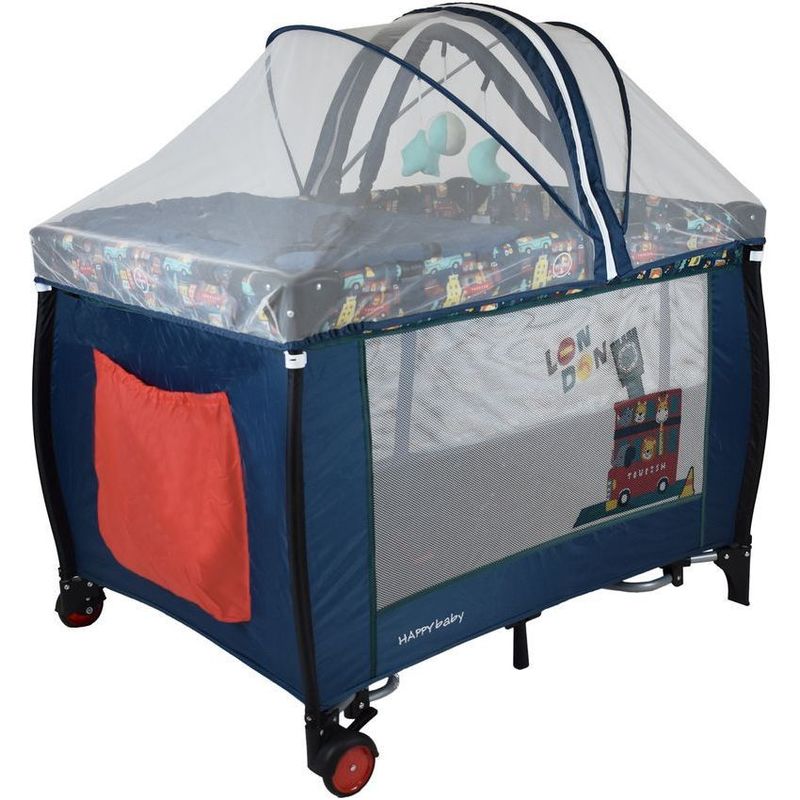 HAPPY BABY - Cuna Corral Mecedora Toldillo Camping Happy Baby Miami Azul