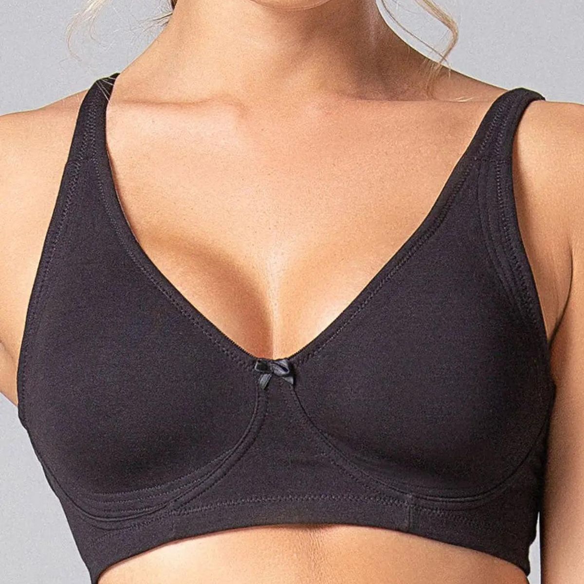 DIANE & GEORDI - Brassier clásico sin copas de algodón peinado premium 001021 - Negro