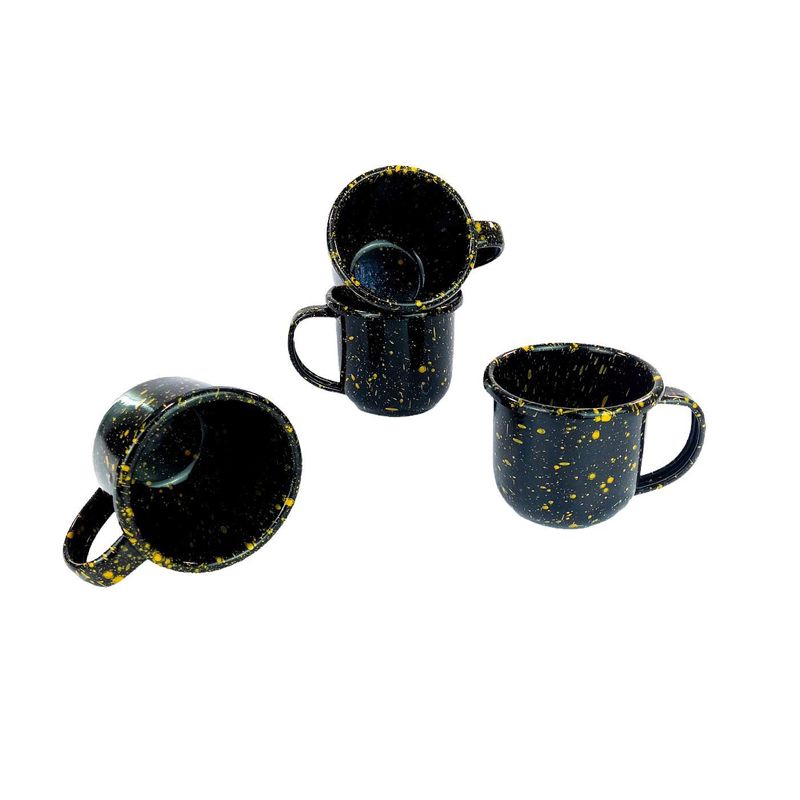 MACUIRA - Set 4 Mugs en Peltre 330ml Pietra Negro Chispas Amarillas