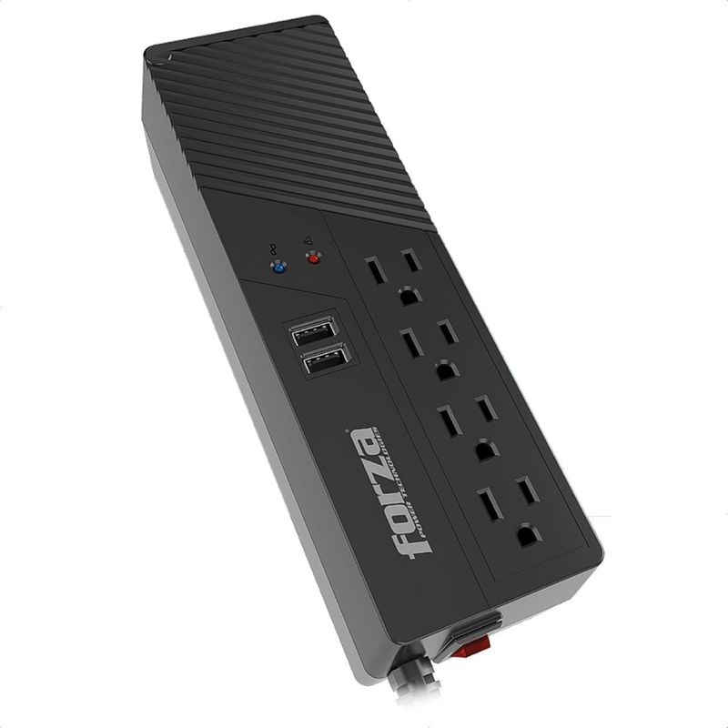 FORZA - Regulador De Voltaje Forza 1000va/500w Con 4 Tomas + 2 Usb