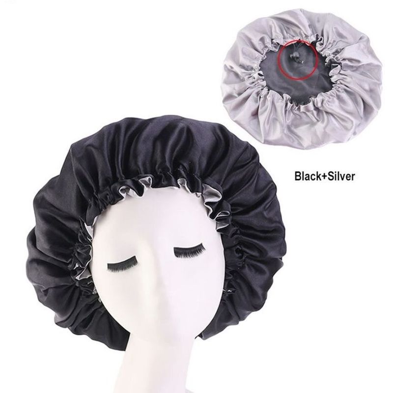 GENERICO - Gorro reversible de satén para pelo ajustable para dormir
