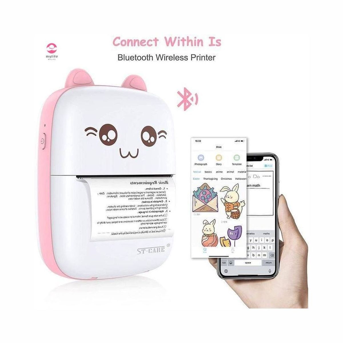 GENERICO - Impresora Para Celular Termica Portatil Bluetooth Rosa