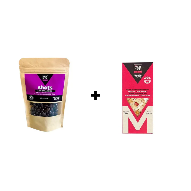 MEREZE - Shots Nibs y acai  Barra chocolate 100gr