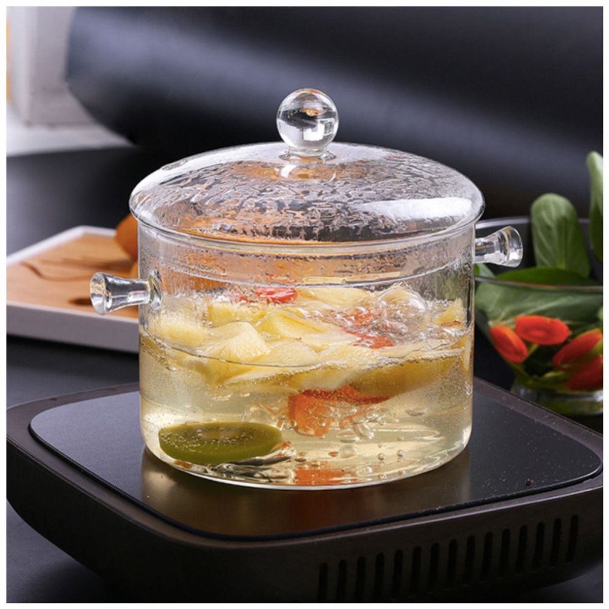 GENERICO - Olla Con Tapa En Vidrio Templado Transparente Moderna