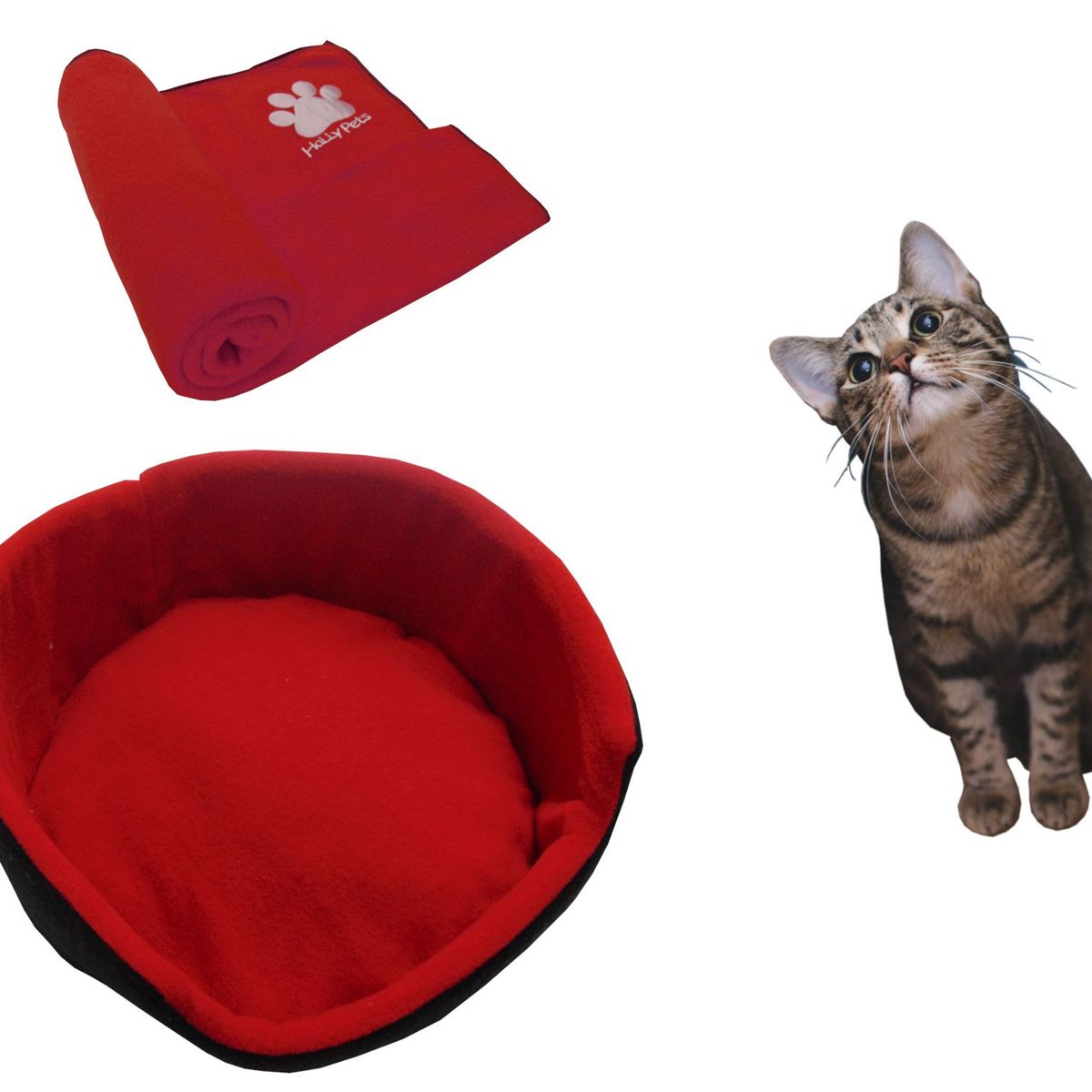 HALLY PET - Cama para gato grande  cobija térmica grande Rojo.