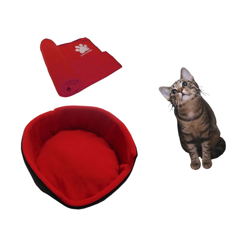 HALLY PET - Cama para gato grande  cobija térmica grande Rojo.