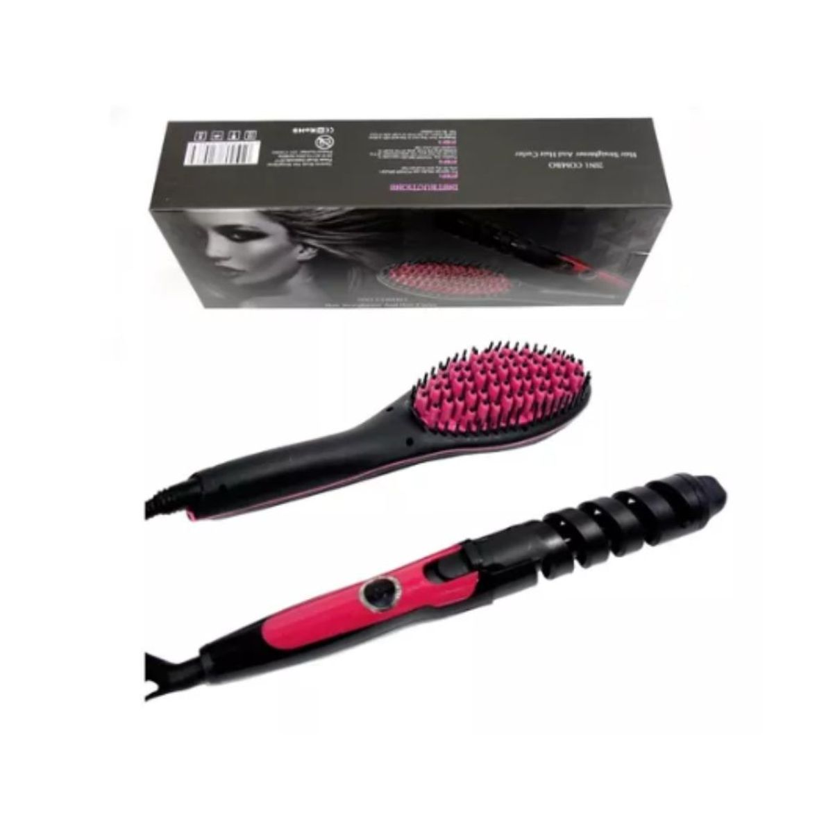 GENERICO - Nuevo Combo Cepillo Alisador Pinza Rizador Espiral 450°f