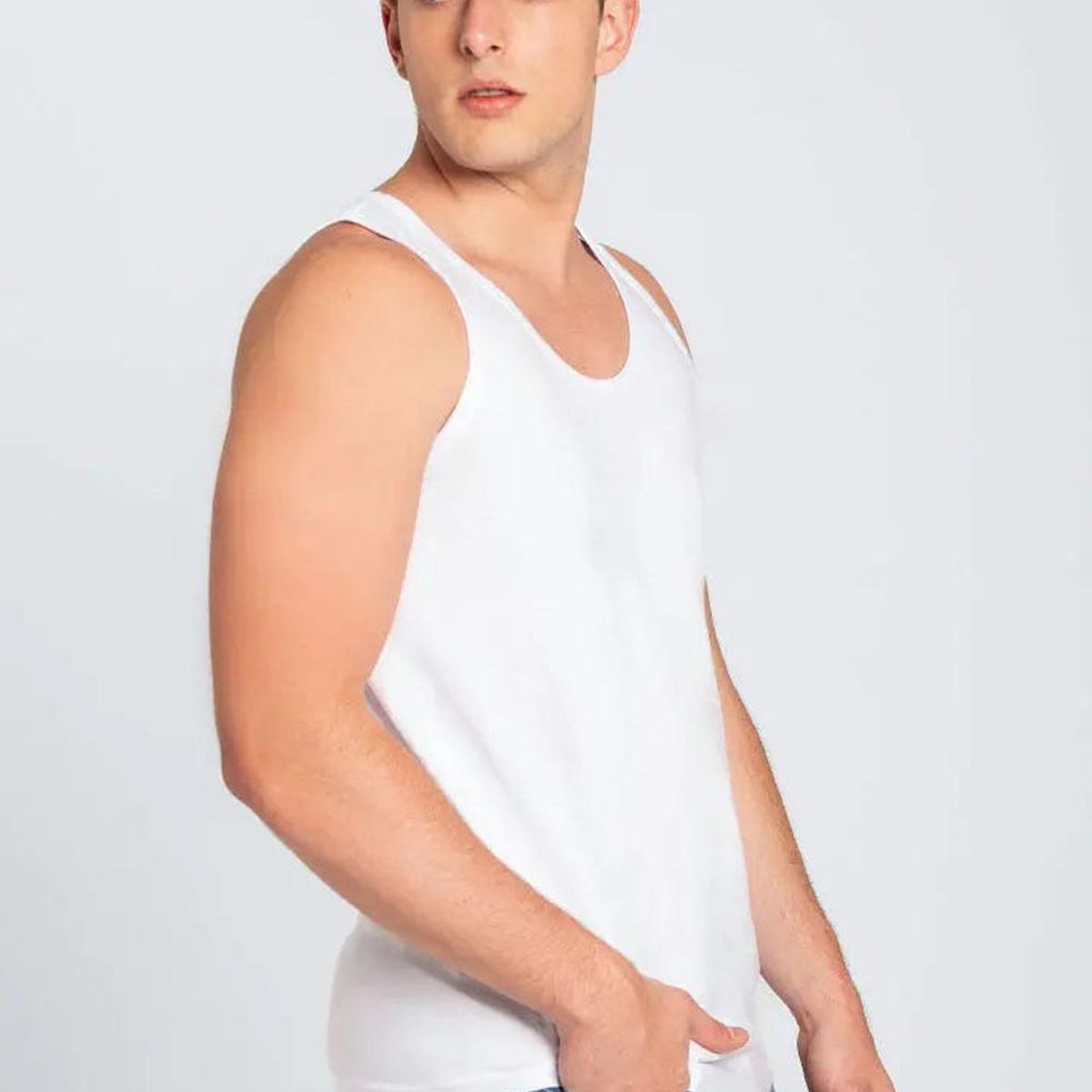 DIANE & GEORDI - Camiseta Cuello Redondo Manga Sisa Algodón 2211 - Blanco