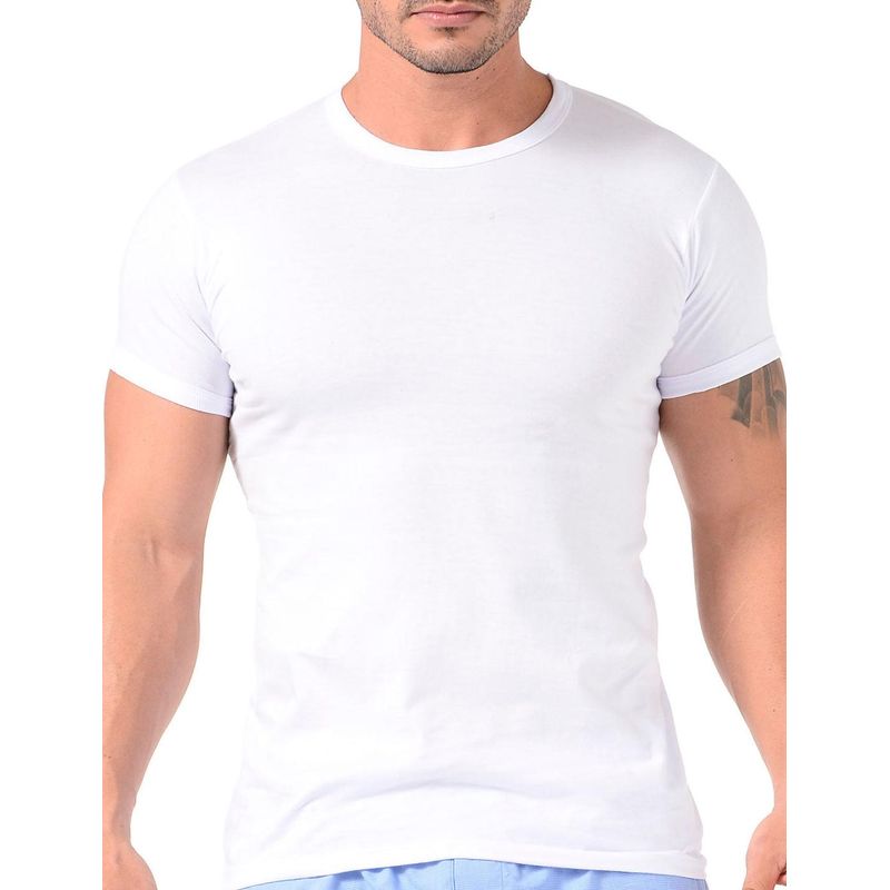 DIANE & GEORDI - Camiseta cuello redondo unicolor de algodón  2020 - Blanco