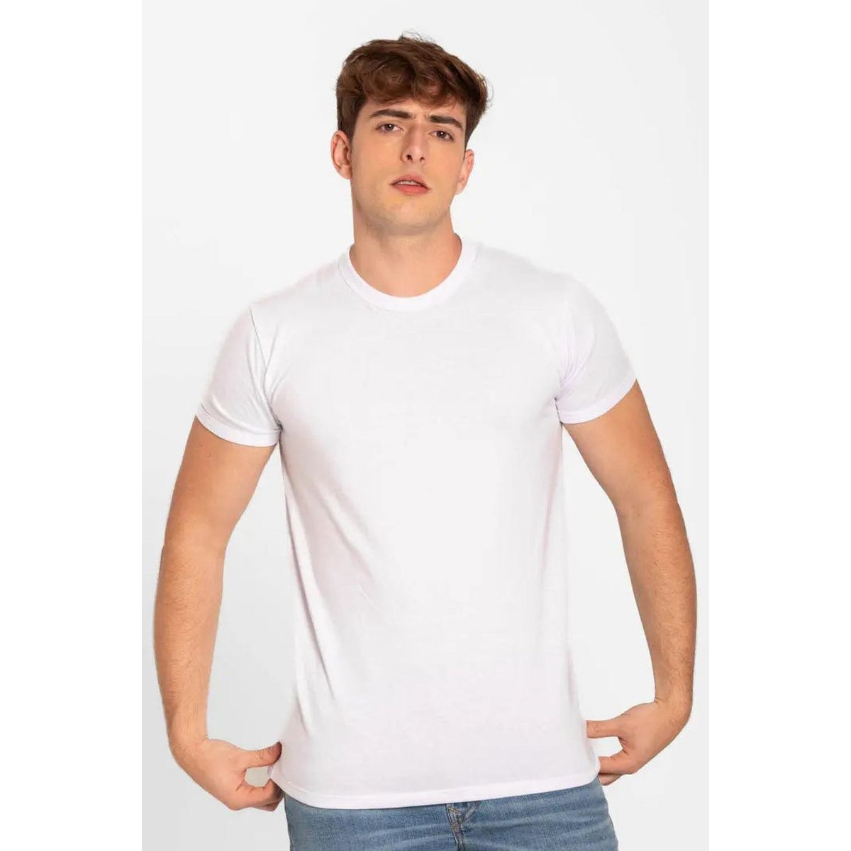 DIANE & GEORDI - Camiseta cuello redondo unicolor de algodón  2020 - Blanco