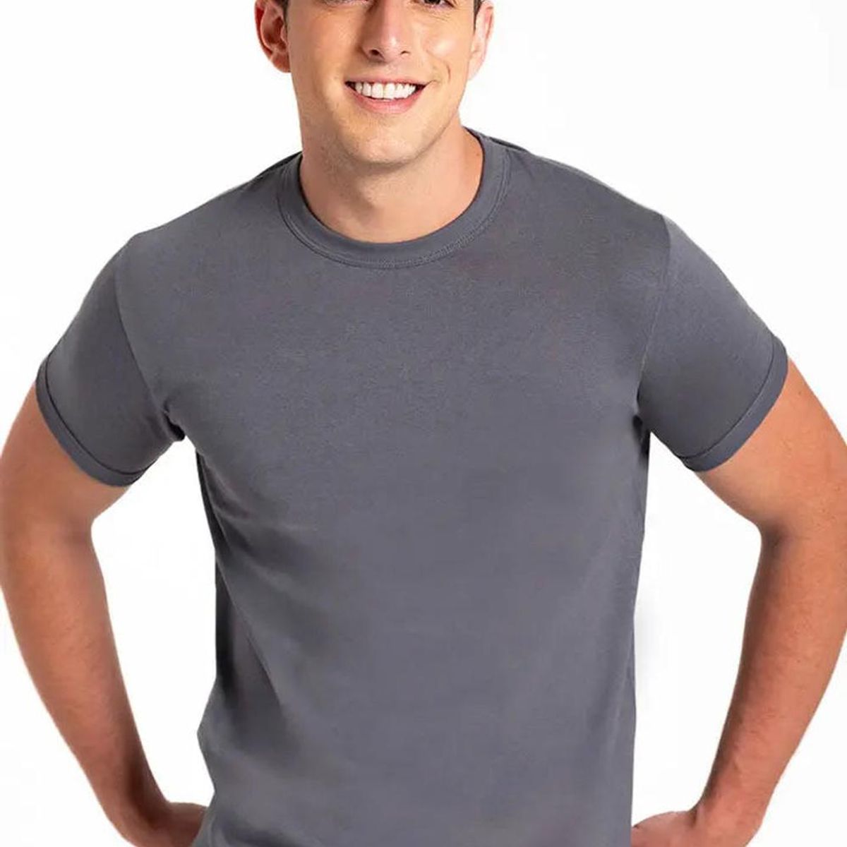 DIANE & GEORDI - Camiseta cuello redondo de algodón peinado 2520 - Gris