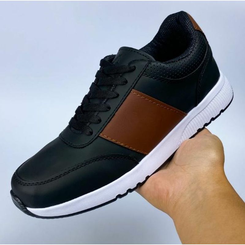 URBAN PLUS - TENIS HOMBRE NEGRO SUELA BLANCA