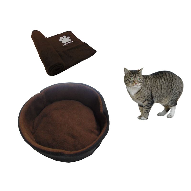 HALLY PET - Cama para gato grande  cobija térmica grande Marron.
