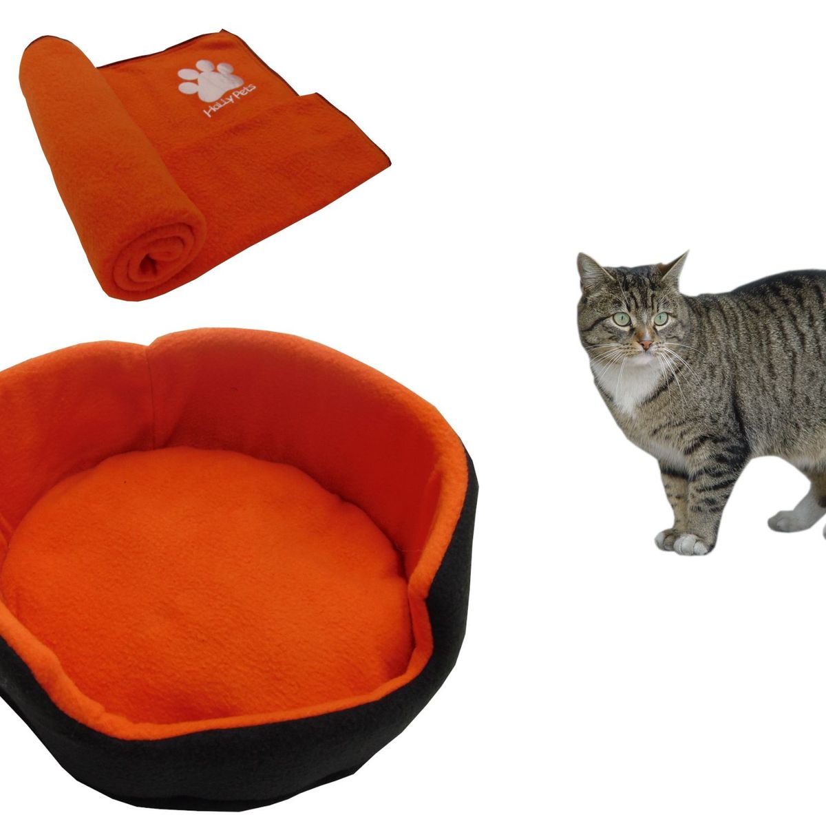 HALLY PET - Cama para gato grande  cobija térmica grande Naranja.