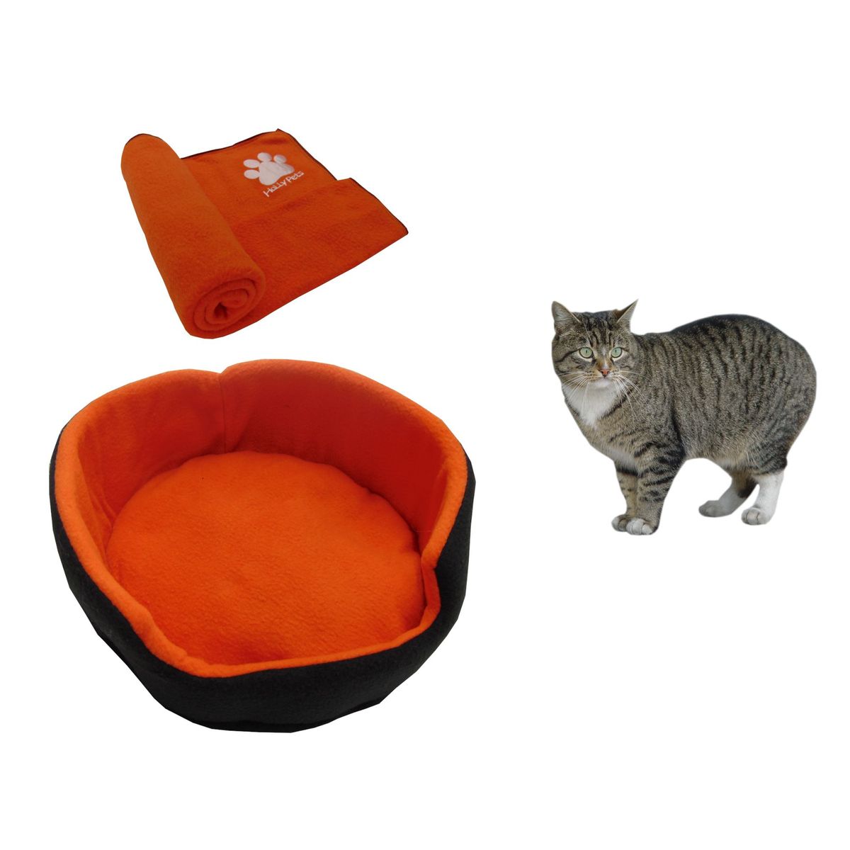 HALLY PET - Cama para gato grande  cobija térmica grande Naranja.