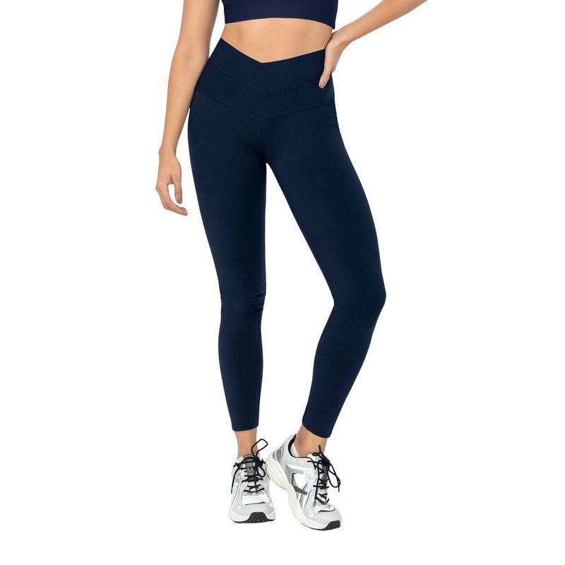 LEONISA - Legging deportivo de control con pretina cruzada en forma de V