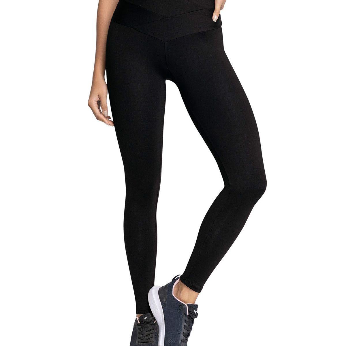 LEONISA - Legging deportivo de control con pretina cruzada en forma de V