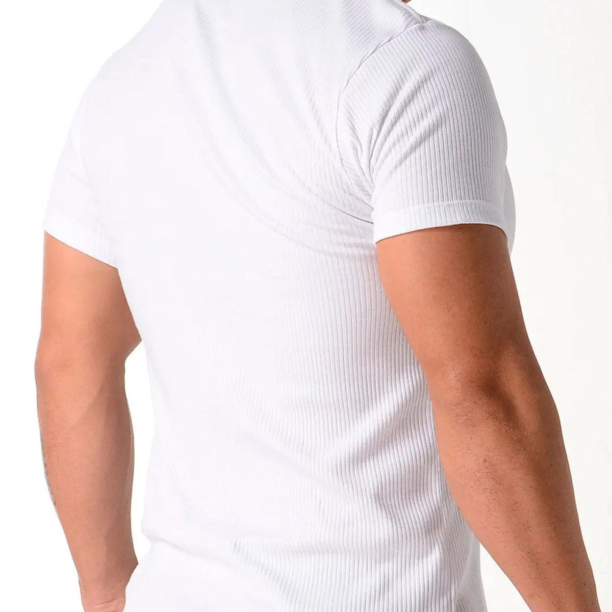 DIANE & GEORDI - Camiseta cuello V acanalada (2682) - Blanco