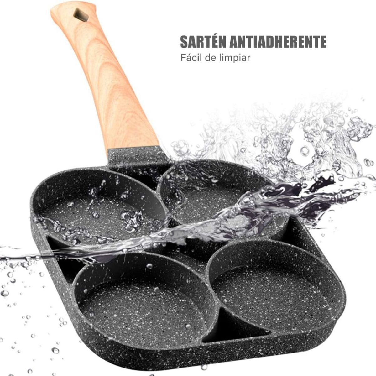 GENERICO - Sartén De 4 Puestos Para Huevos Arepas Antiadherente
