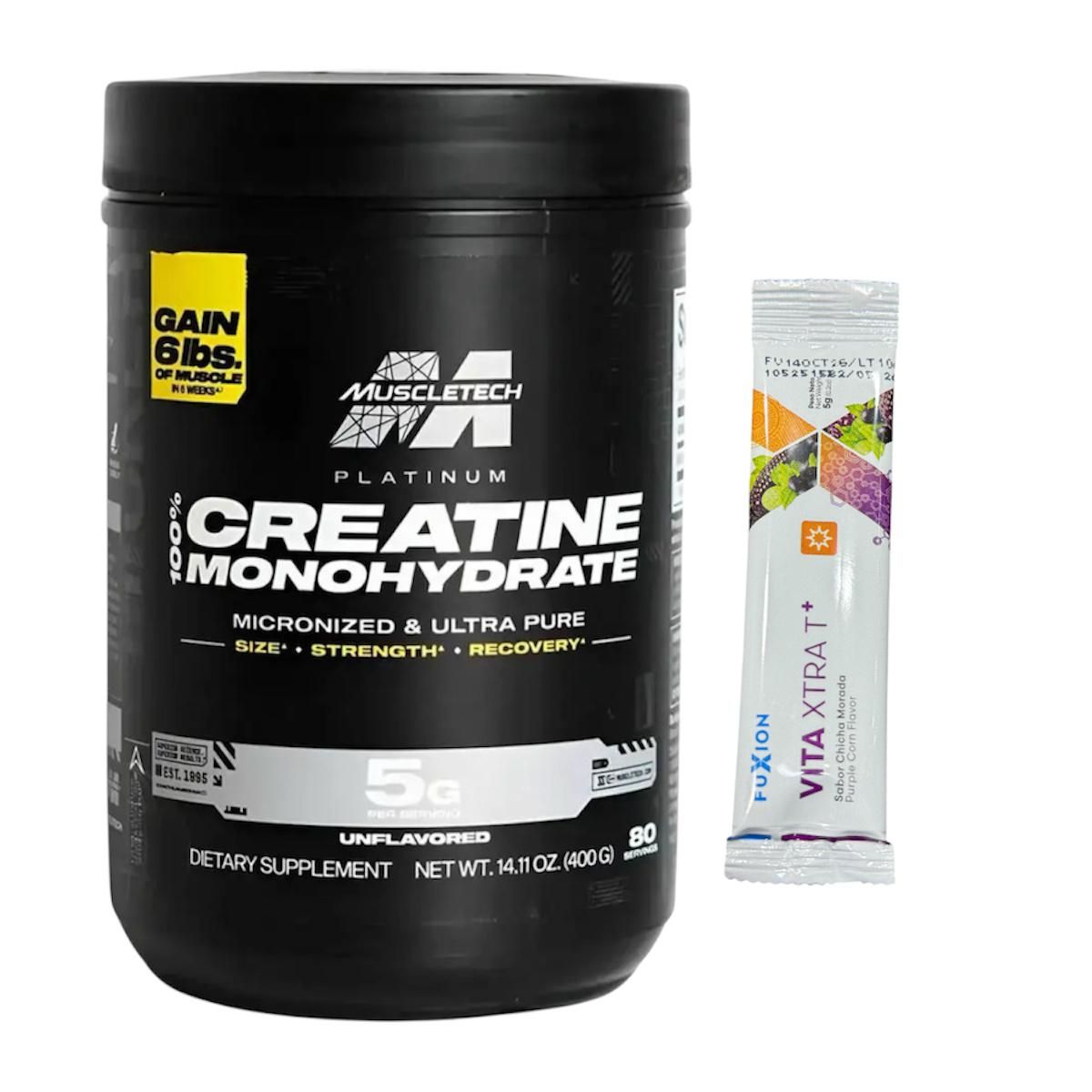 MUSCLETECH - Creatina platinum muzcletech  400 gr 80 servicios