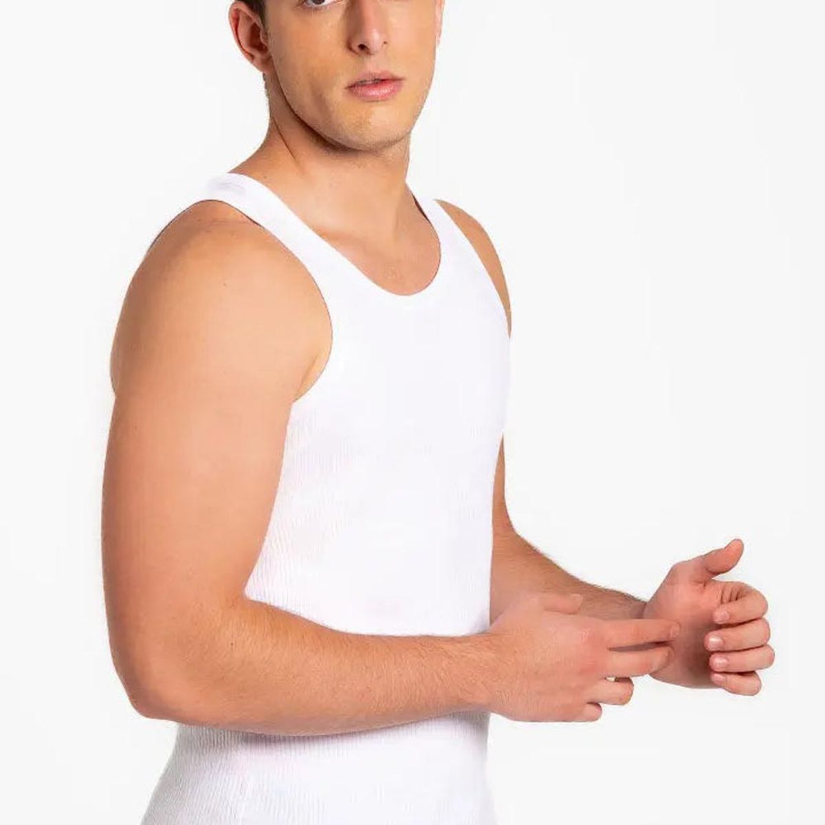 DIANE & GEORDI - Camiseta cuello redondo acanalada (2203) - Blanco