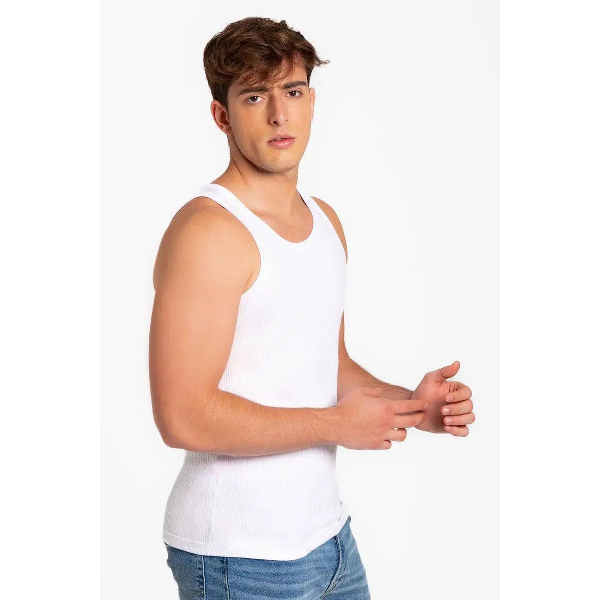 DIANE & GEORDI - Camiseta cuello redondo acanalada (2203) - Blanco