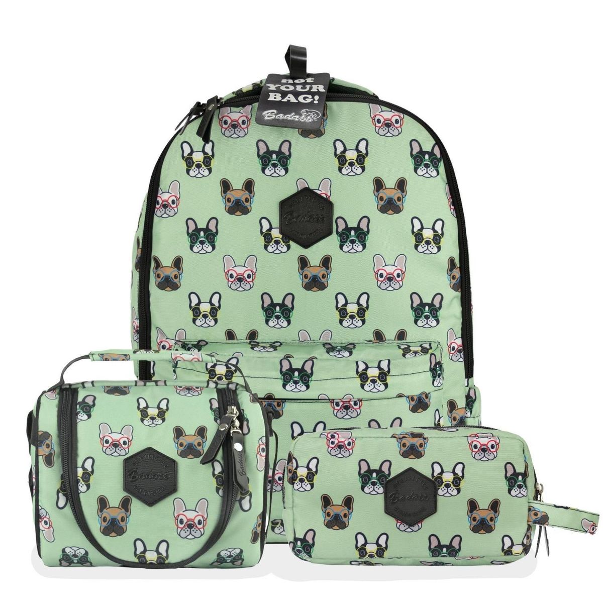 BADASS - Combo Bulldog Bliss - Morral + Lonchera + Cartuchera